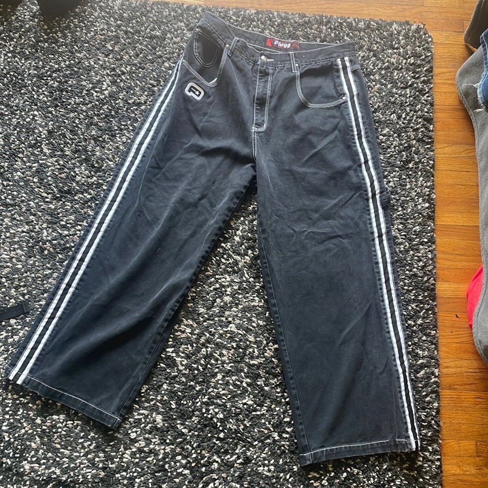 Vintage y2k Plugg jeans with stripe baggy af